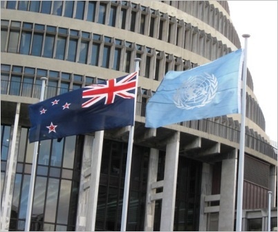 UN flag flying at parliament